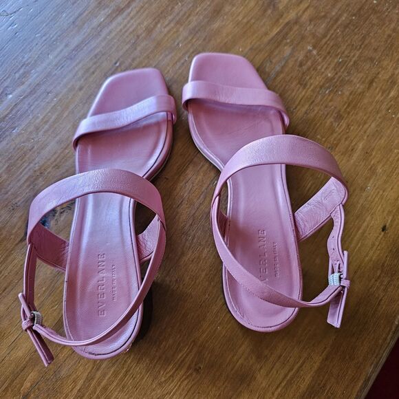 Everlane The Double Strap Block Heel Sandal Strawberry Pink Size 10.5 Italy - Picture 4 of 10